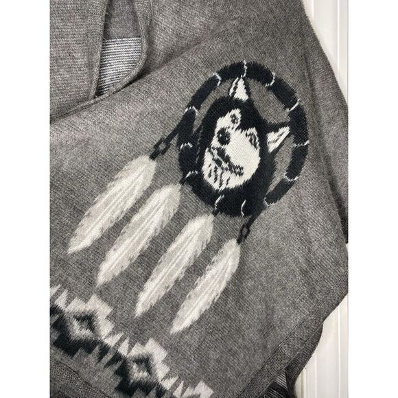 Sisandina 100%‎ Wool Handmade Poncho Sweater Grey Wolves One Size - Picture 3 of 7